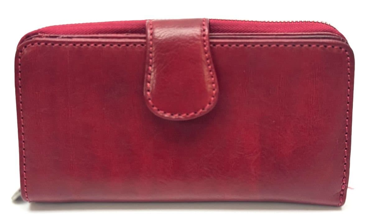 Portafoglio donna in vera pelle tradizionale SANTINI mod GILIO colore ROSSO, Made in Italy