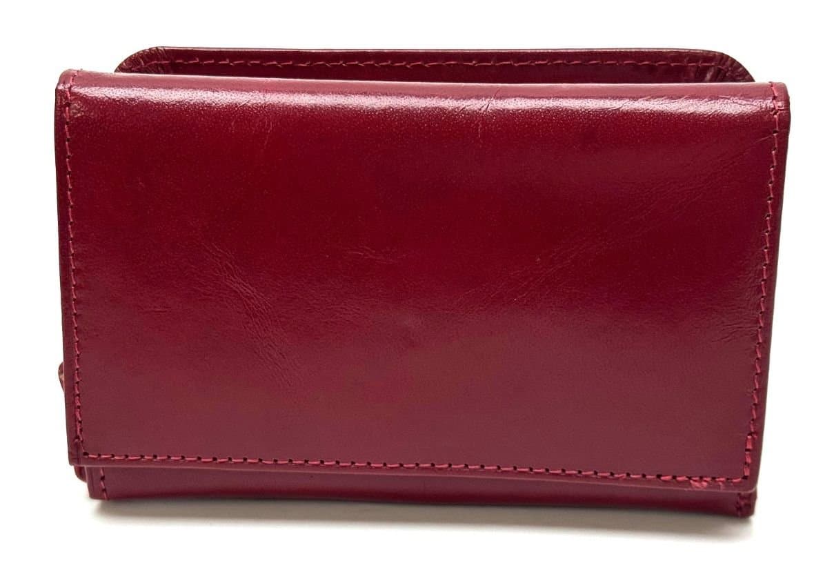 Portafoglio donna in vera pelle tradizionale SANTINI mod IBISCO colore ROSSO, Made in Italy.