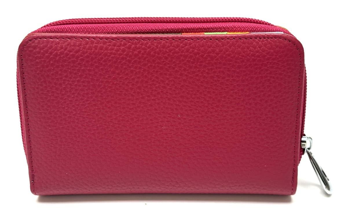 Portafoglio donna in vera pelle tradizionale SANTINI mod LAVANDA colore FUCSIA, Made in Italy