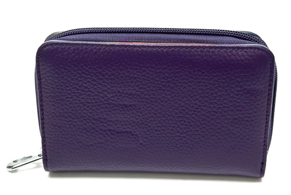 Portafoglio donna in vera pelle tradizionale SANTINI mod LAVANDA colore VIOLA Made in Italy