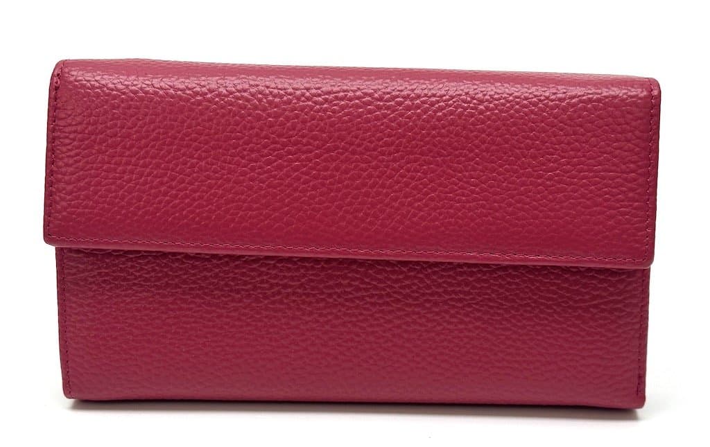 Portafoglio donna in vera pelle tradizionale SANTINI mod MARGHERITA colore FUCSIA Made in Italy.