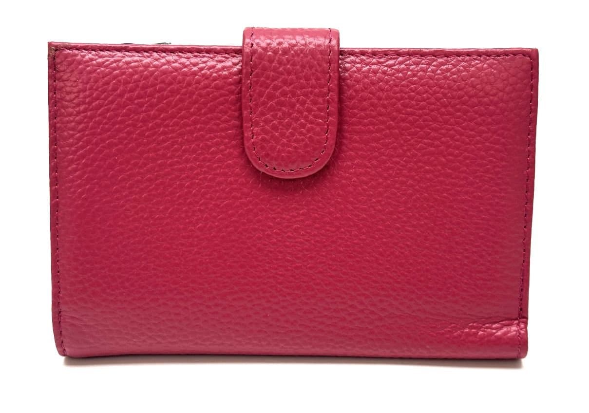 Portafoglio donna in vera pelle tradizionale SANTINI mod NINFEA colore FUCSIA Made in Italy.