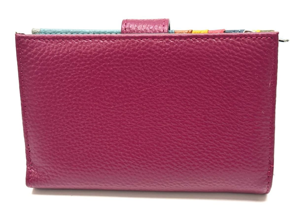 Portafoglio donna in vera pelle tradizionale SANTINI mod NINFEA colore ROSA / CICLAMINO, Made in Italy