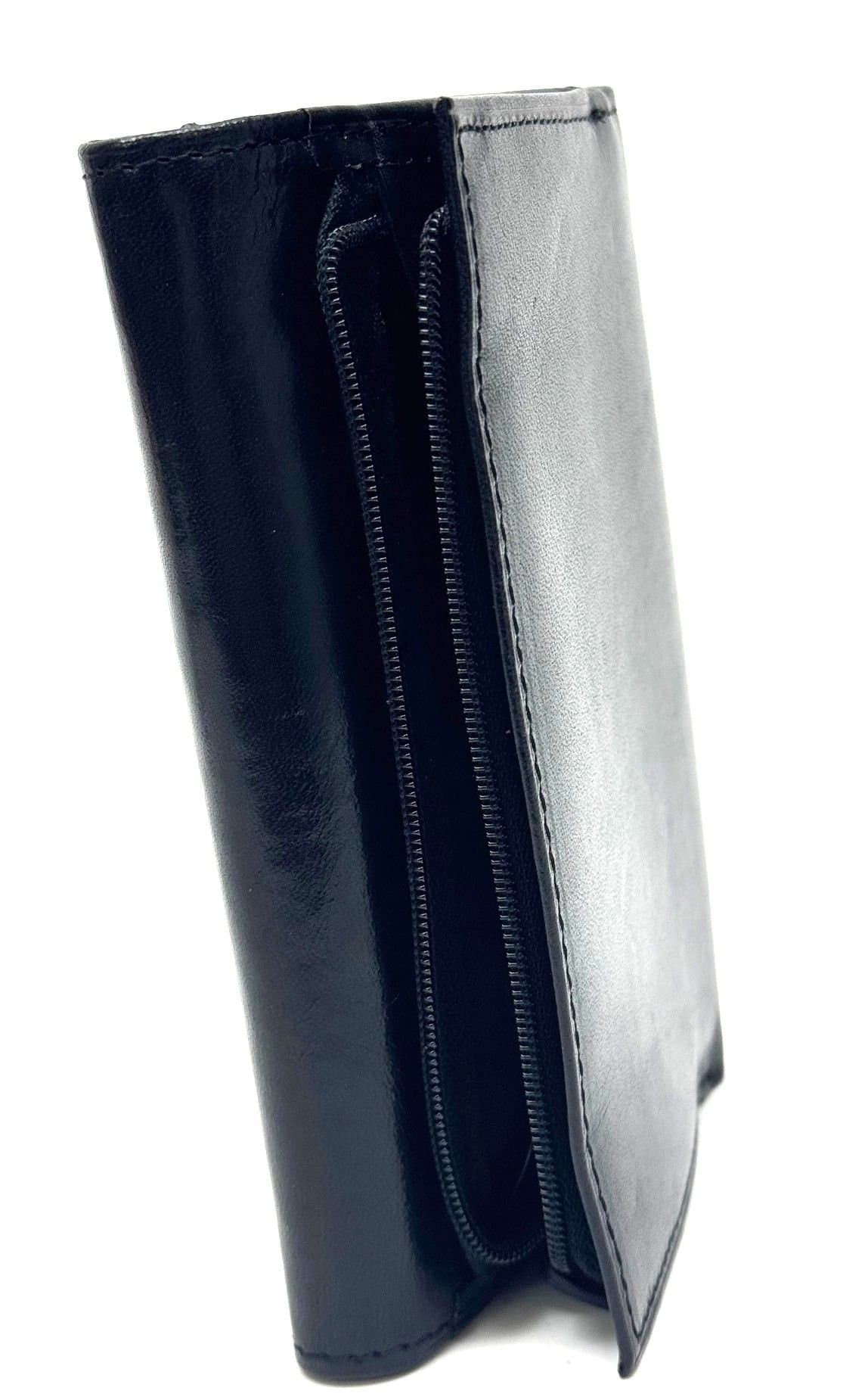 Portafoglio in vera pelle da donna ACACIA, colore NERO, SANTINI, Made in Italy