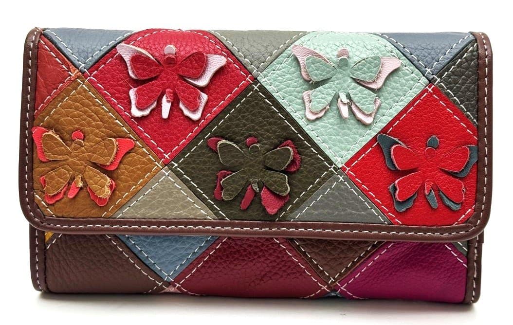 Portafoglio in vera pelle da donna FUJI, MULTICOLORE, ARIANNA DINI, Made in Italy - P003591