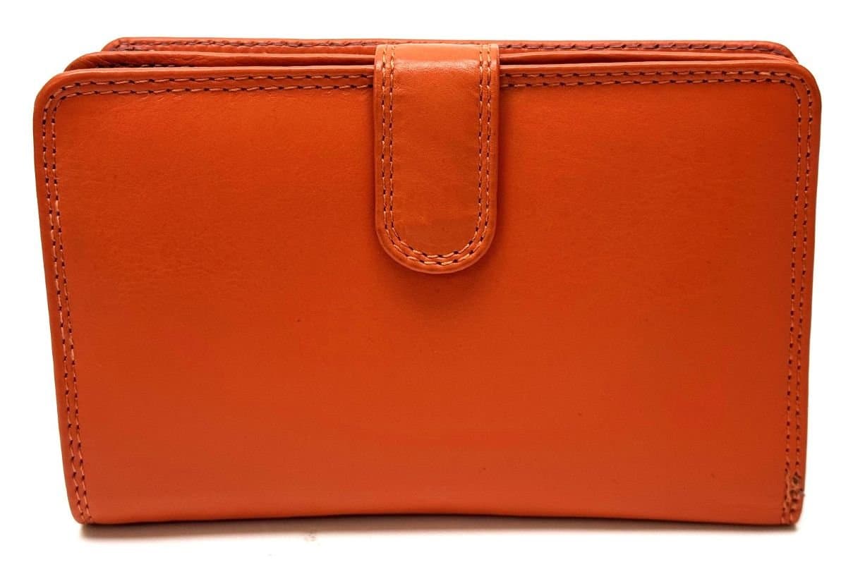 Portafoglio in vera pelle da donna SUNFLOWER, colore ARANCIONE, CHIAROSCURO, Made in Italy