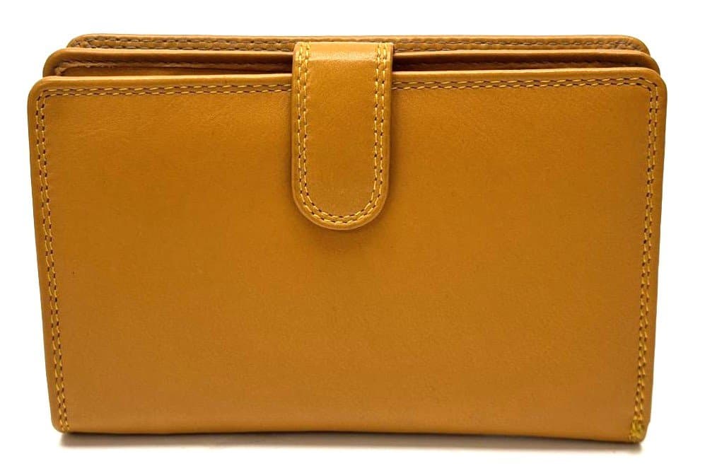 Portafoglio in vera pelle da donna SUNFLOWER, colore giallo, CHIAROSCURO, Made in Italy