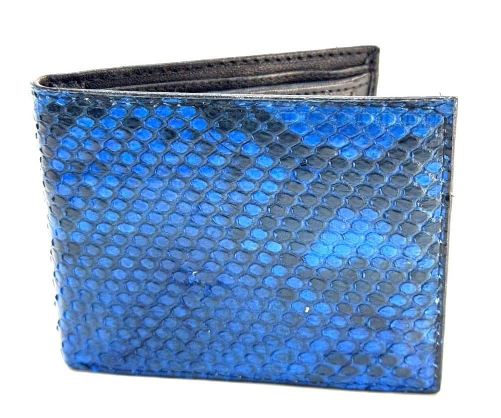 MAURITIUS: portafoglio uomo in pelle di pitone, colore: BLU CHIARO, Made in Italy