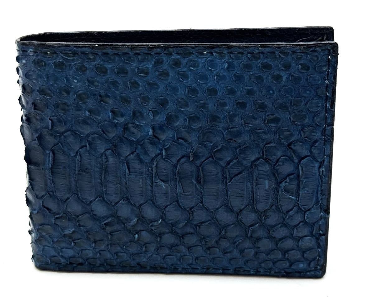 Genuine leather python wallet for man ABU DHABI, CITES, BLUE colour, SANTINI, MADE IN ITALY