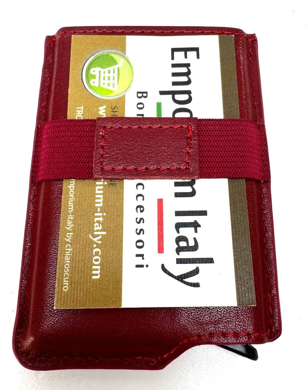 Portafoglio in vera pelle e porta carte di credito in alluminio, da uomo LAVAL con BLOCCO RFID, colore ROSSO, CHIAROSCURO.
