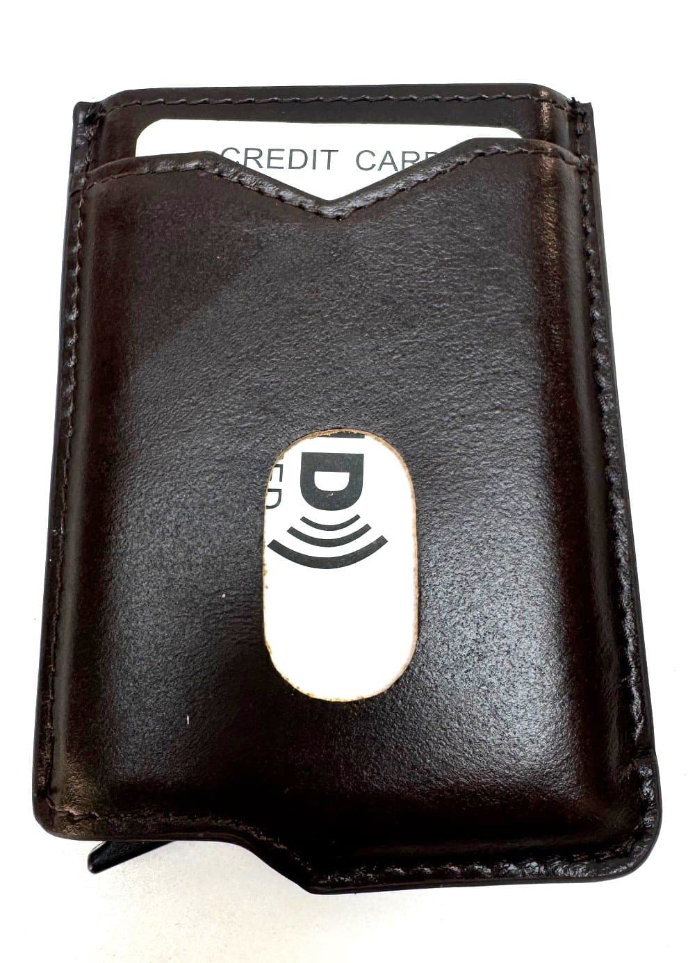 Portafoglio in vera pelle e porta carte di credito in alluminio, da uomo LAVAL con BLOCCO RFID, colore TESTA MORO, CHIAROSCURO.