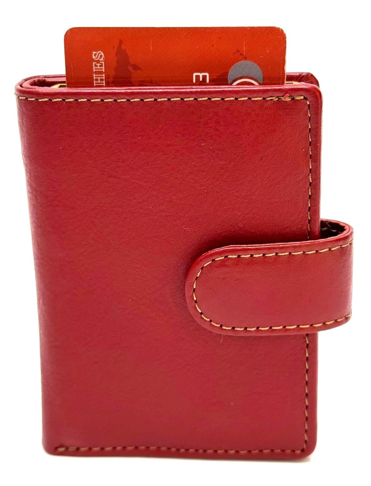 Portafoglio in vera pelle e porta carte di credito in alluminio, da uomo MILTON con BLOCCO RFID, colore ROSSO, CHIAROSCURO.