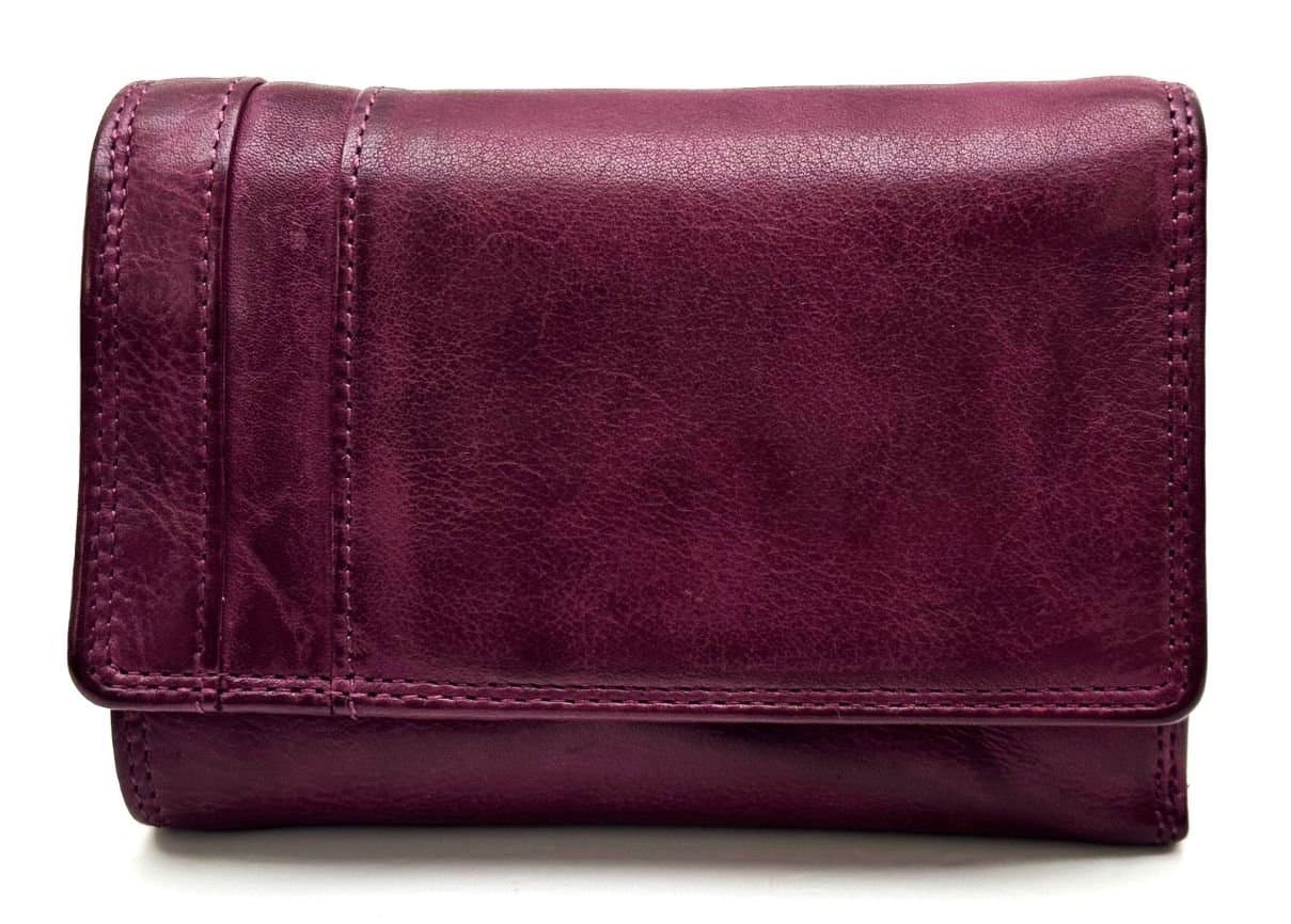 Genuine vintage leather wallet for woman MAGNOLIA SMALL, BURGUNDY colour, CHIAROSCURO, MADE IN ITALY