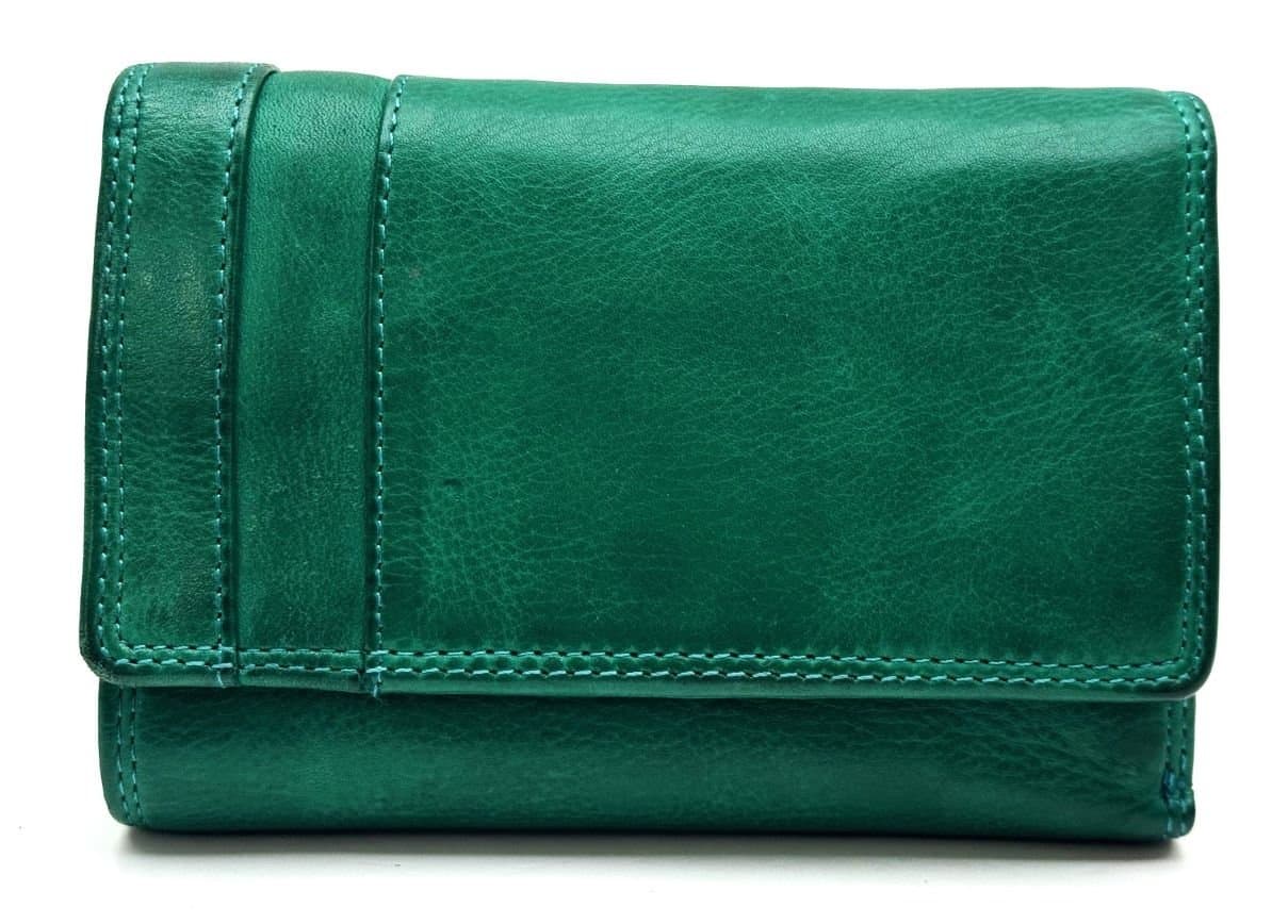 Genuine vintage leather wallet for woman MAGNOLIA SMALL, aqua green colour, CHIAROSCURO, MADE IN ITALY