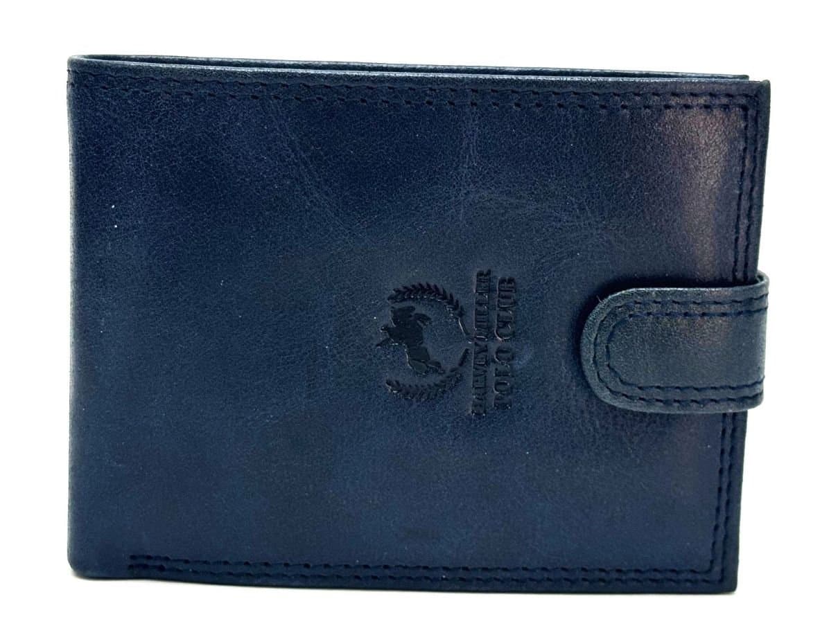 Portafoglio uomo in vera pelle nubuck HARVEY MILLER, mod MONGOLIA, colore BLU, Made in Italy