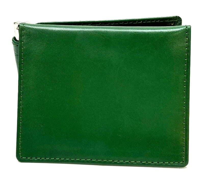 Portafoglio uomo in vera pelle tradizionale SANTINI, mod CAPO VERDE, colore VERDE Made in Italy.