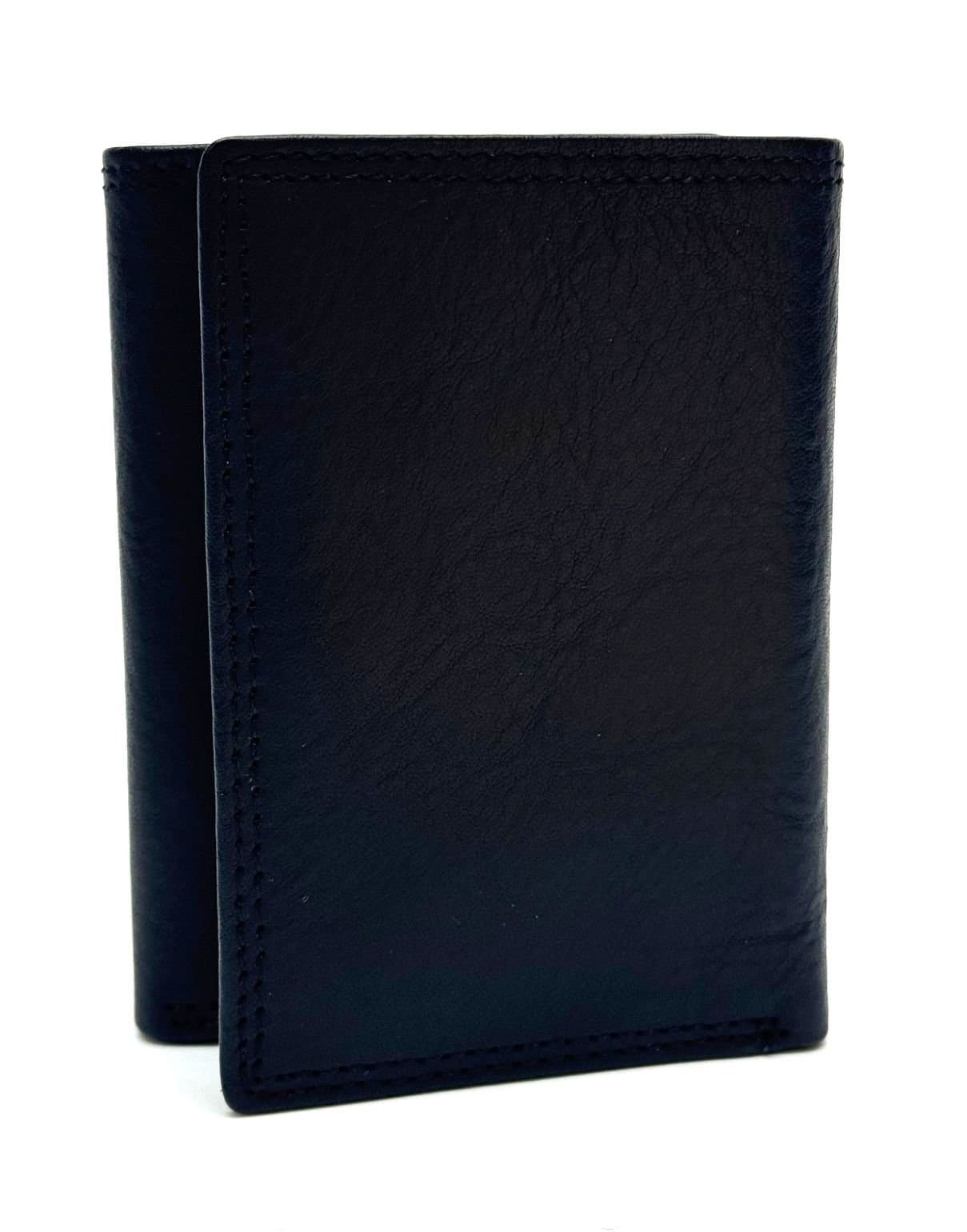 Mens wallet in genuine traditional leather SANTINI, mod PANAMA, color BLACK, Made in Italy.