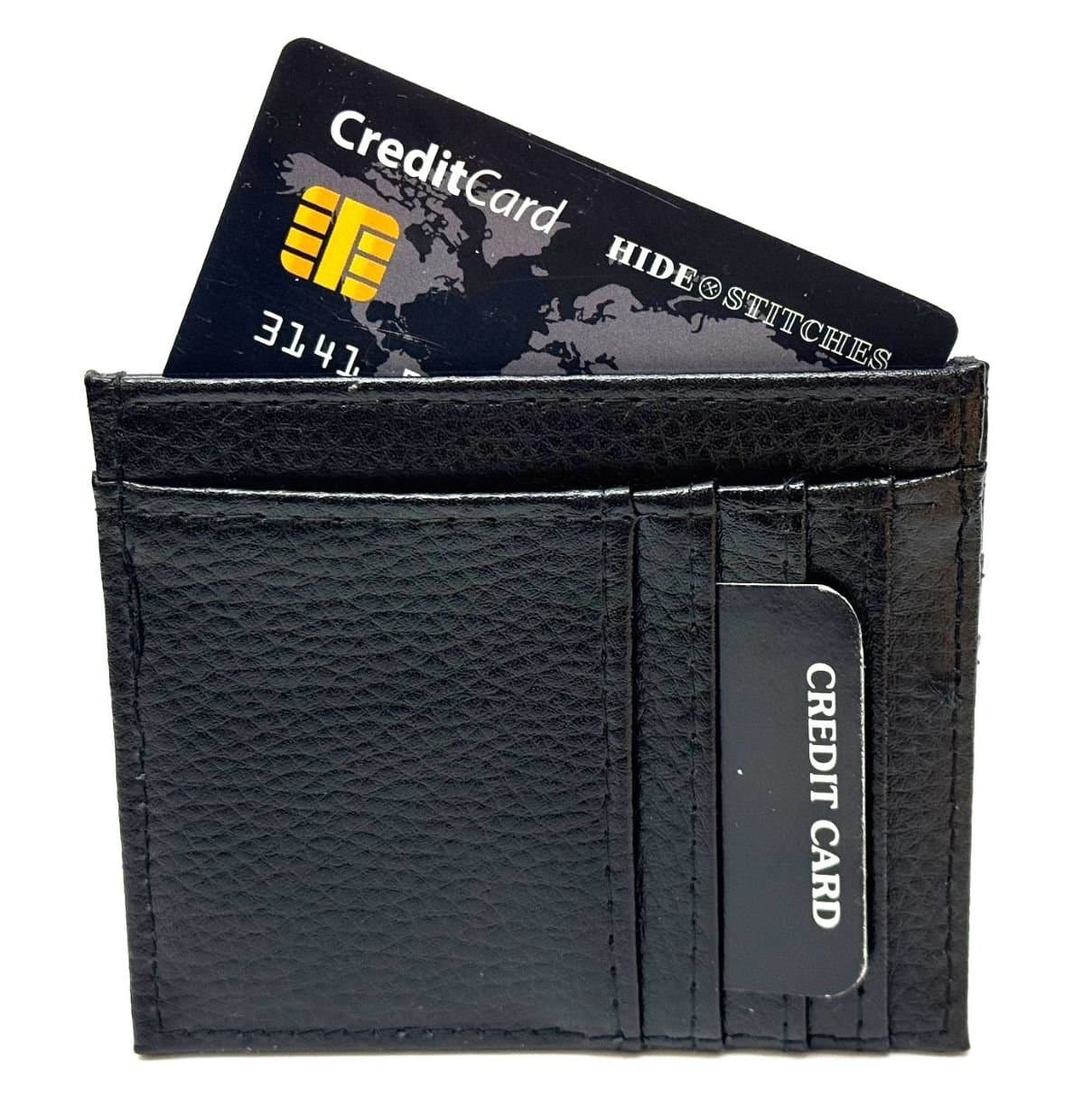 Portatessere - Carte di Credito unisex in vera pelle HONG KONG, colore NERO, CHIAROSCURO, Made in Italy