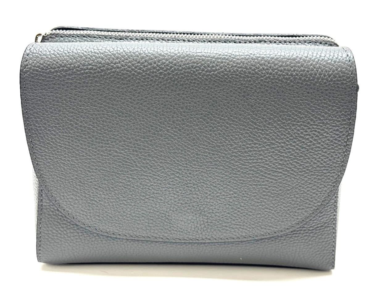 Borsa a spalla / tracolla da donna in vera pelle RACHELE, colore GRIGIO, CHIAROSCURO, Made in Italy