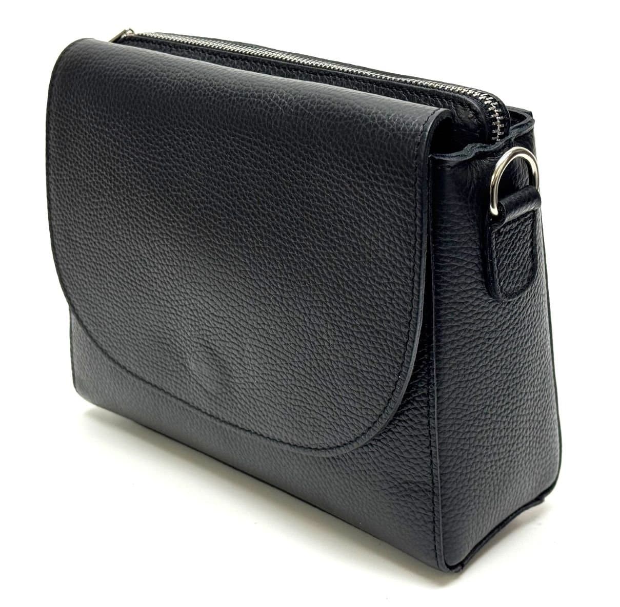 Borsa a spalla / tracolla da donna in vera pelle RACHELE, colore NERO, CHIAROSCURO, Made in Italy