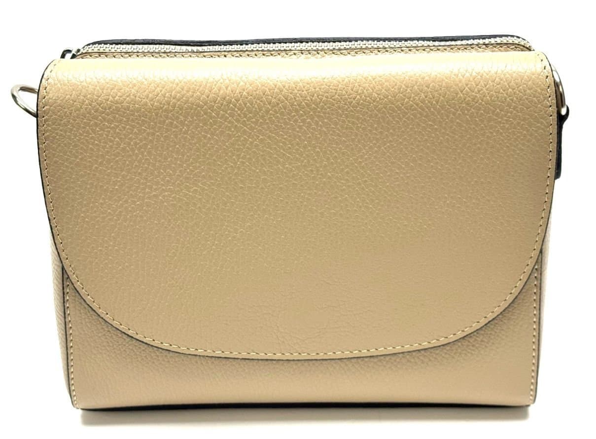 Borsa a spalla / tracolla da donna in vera pelle RACHELE, colore TAUPE, CHIAROSCURO, Made in Italy