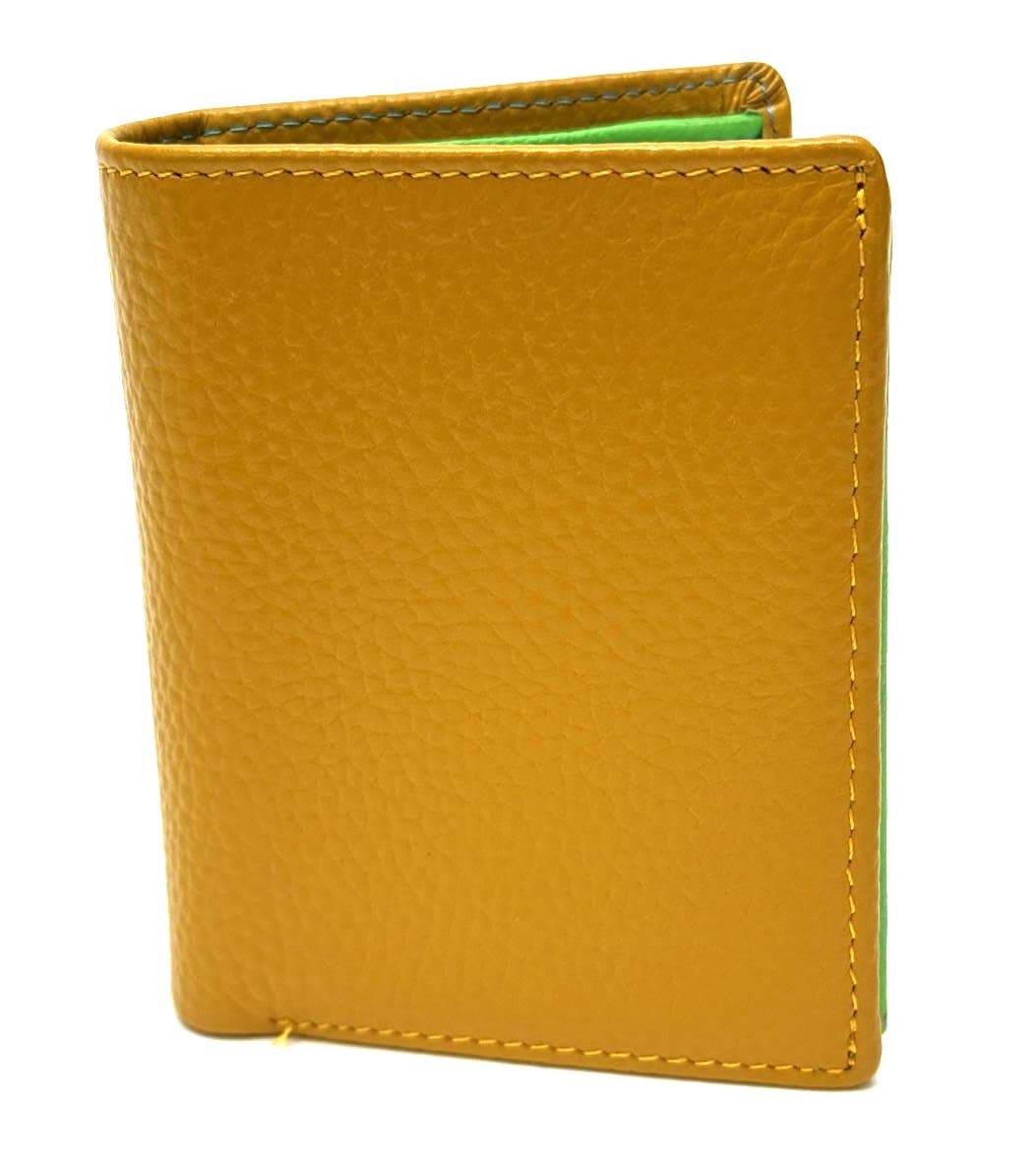 SAPONARIA: portafoglio donna in vera pelle martellata colore GIALLO, Made in Italy.