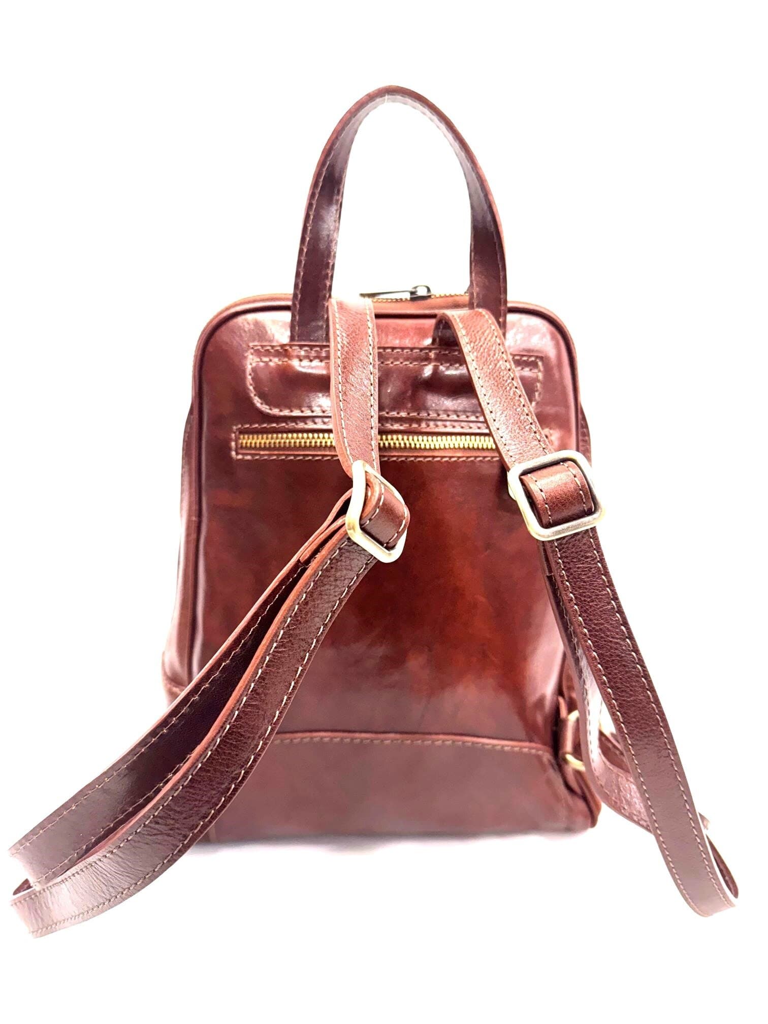 Zaino donna in vera pelle MONTE VENTUROSA, colore MARRONE, CHIAROSCURO, Made in Italy