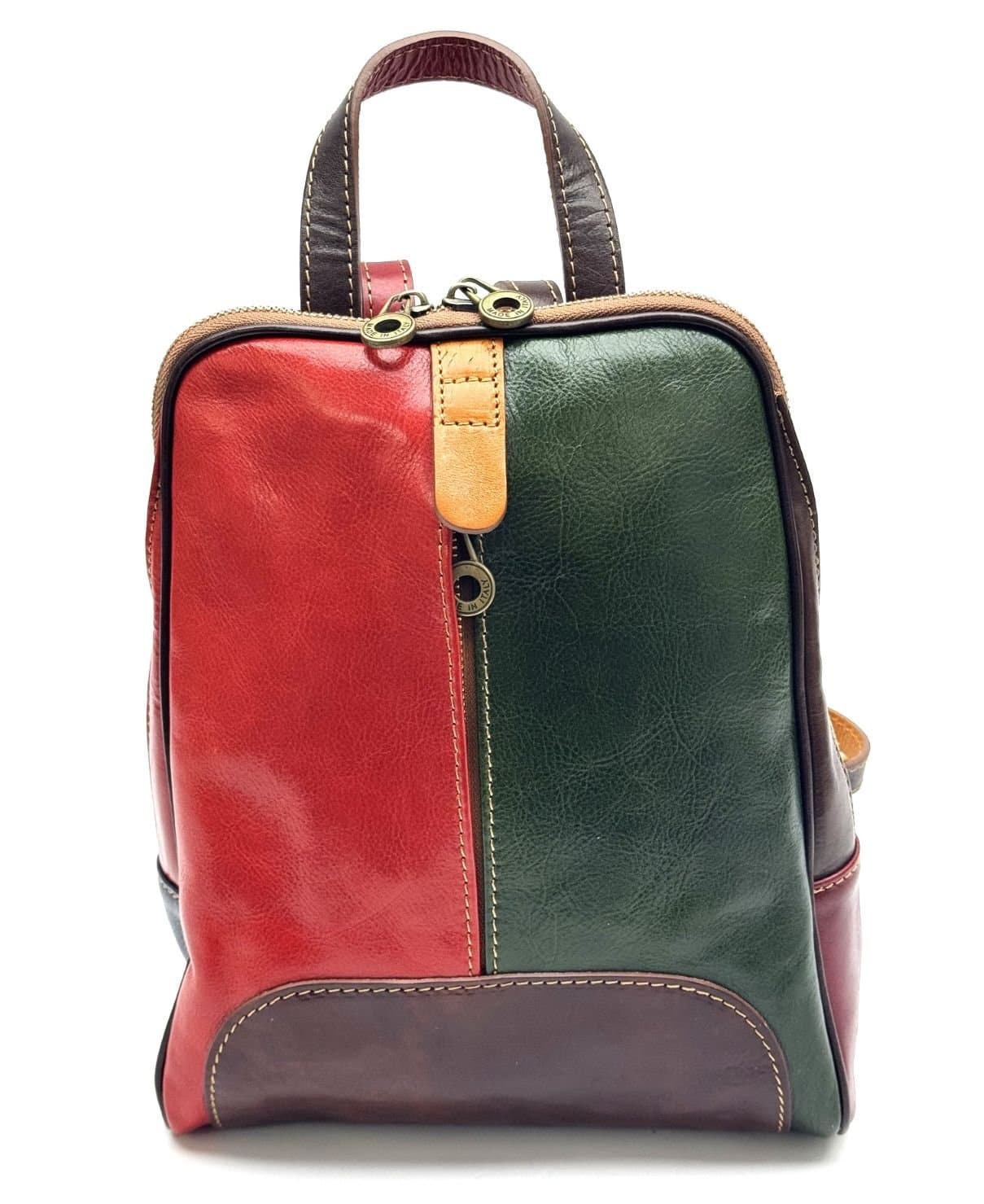 Zaino donna in vera pelle MONTE VENTUROSA, colore MULTICOLOR, CHIAROSCURO, Made in Italy.