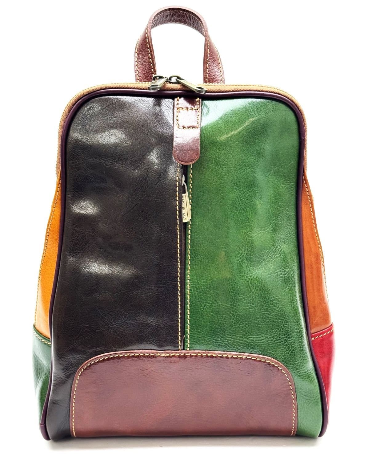 Zaino donna in vera pelle MONTE VENTUROSA, colore MULTICOLOR, CHIAROSCURO, Made in Italy