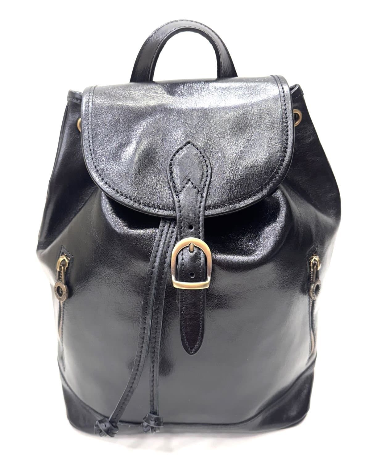 Zaino in vera pelle CHIAROSCURO mod. MONTE LEONE maxi colore NERO Made in Italy.