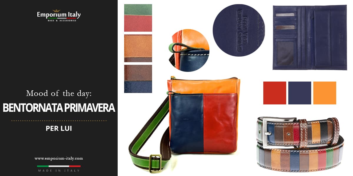 Moodboard: primavera per lui - tracolla, portafoglio e cintura multicolor