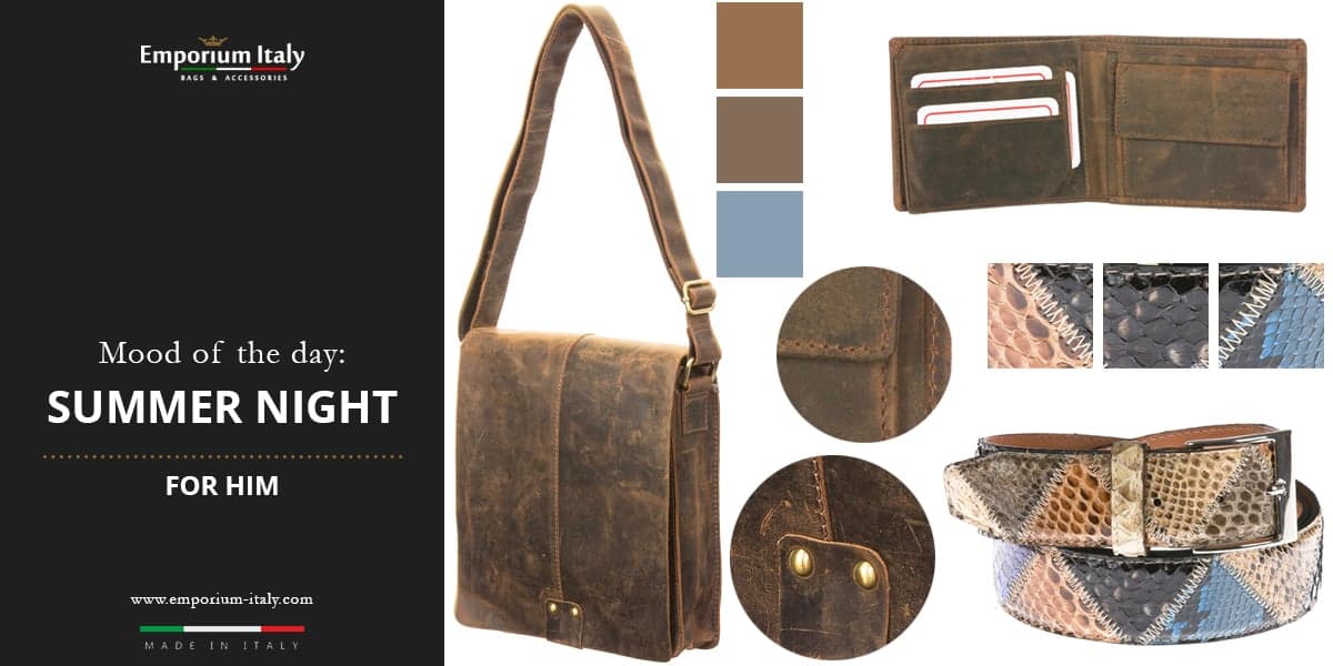 Moodboard: summer night for him - bag, wallet and belt
