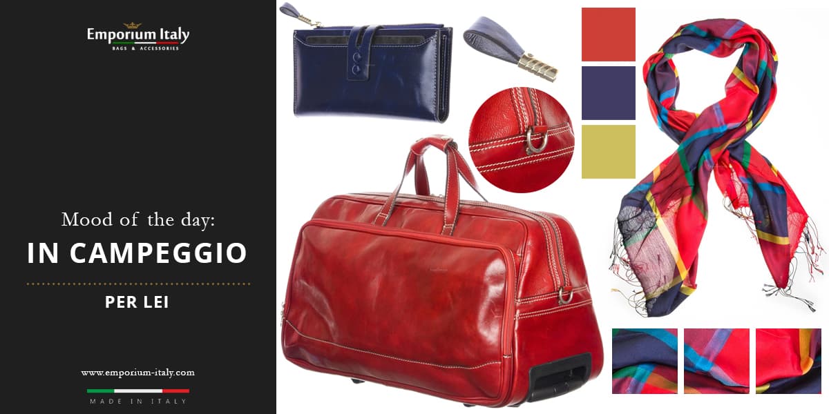 Moodboard: in campeggio per lei - borsone, portafoglio e sciarpa