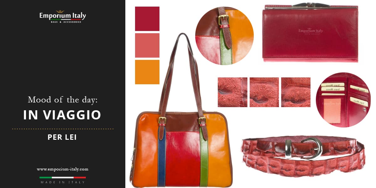 Moodboard: in viaggio per lei Borsa cintura e portafoglio in vera pelle